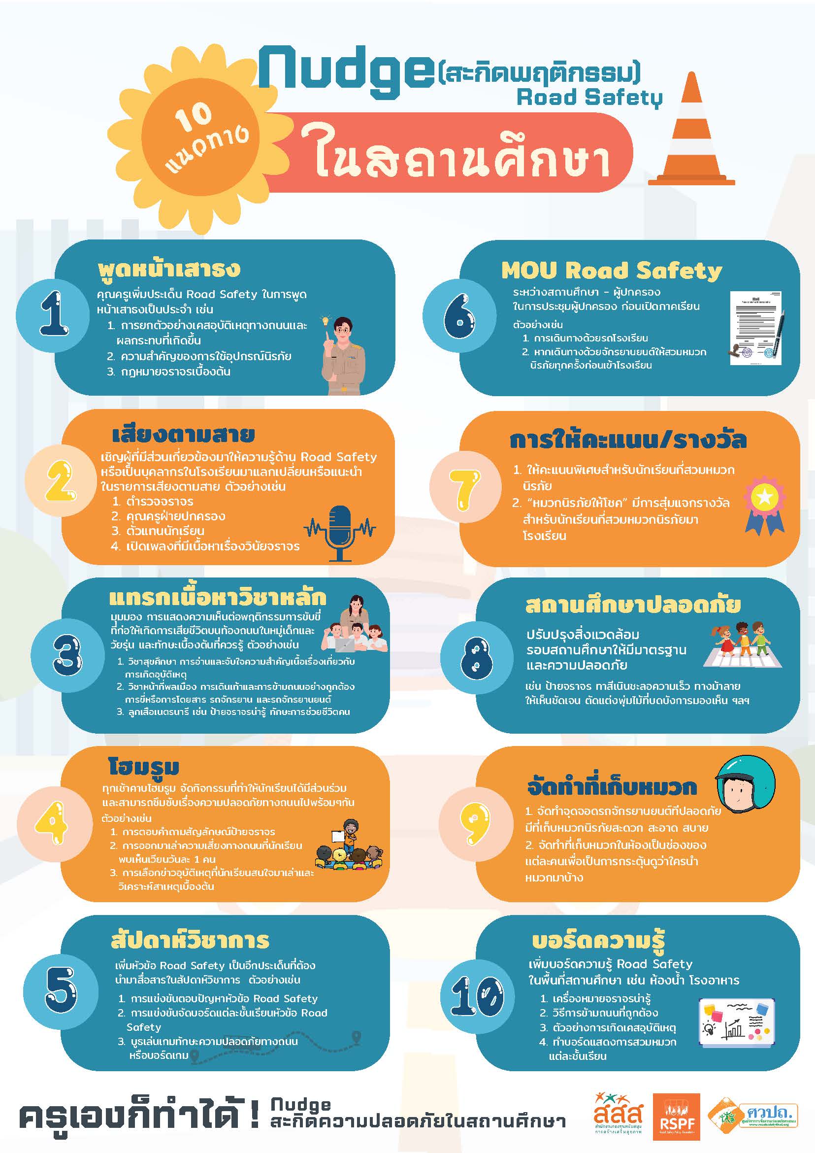 10 แนวทางในสถานศึกษา Nudge (สะกิดพฤติกรรม) Road Safety