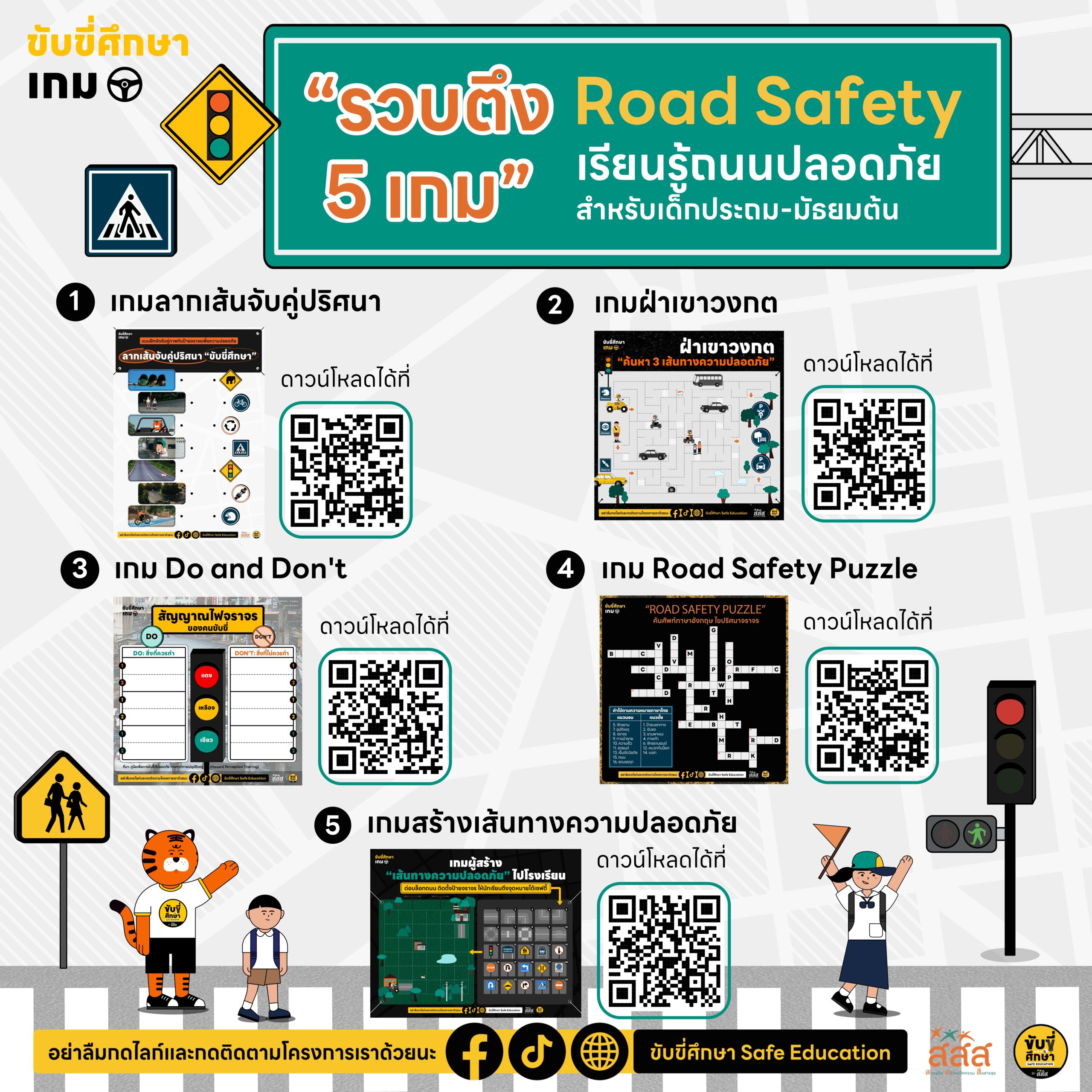 รวบตึง 5 เกม Road Safety!! เรียนรู้ถนนปลอดภัย สำหรับเด็กประถม-มัธยมต้น